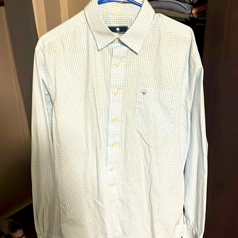 Southern Shirt, men’s large, baby blue and white